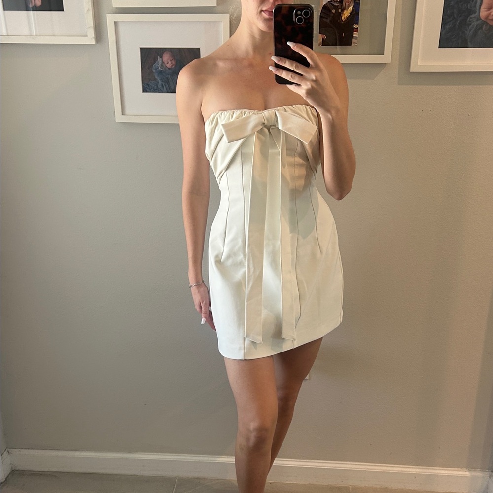 Bridal Zara Cream Strapless Mini Dress
